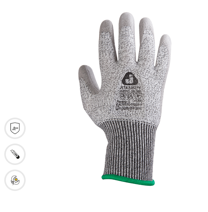 Антипорезные перчатки с полиуретановым покрытием (5 класс) JETA SAFETY JCP051 Антипорезные перчатки с полиуретановым покрытием (5 класс) JETA SAFETY JCP051